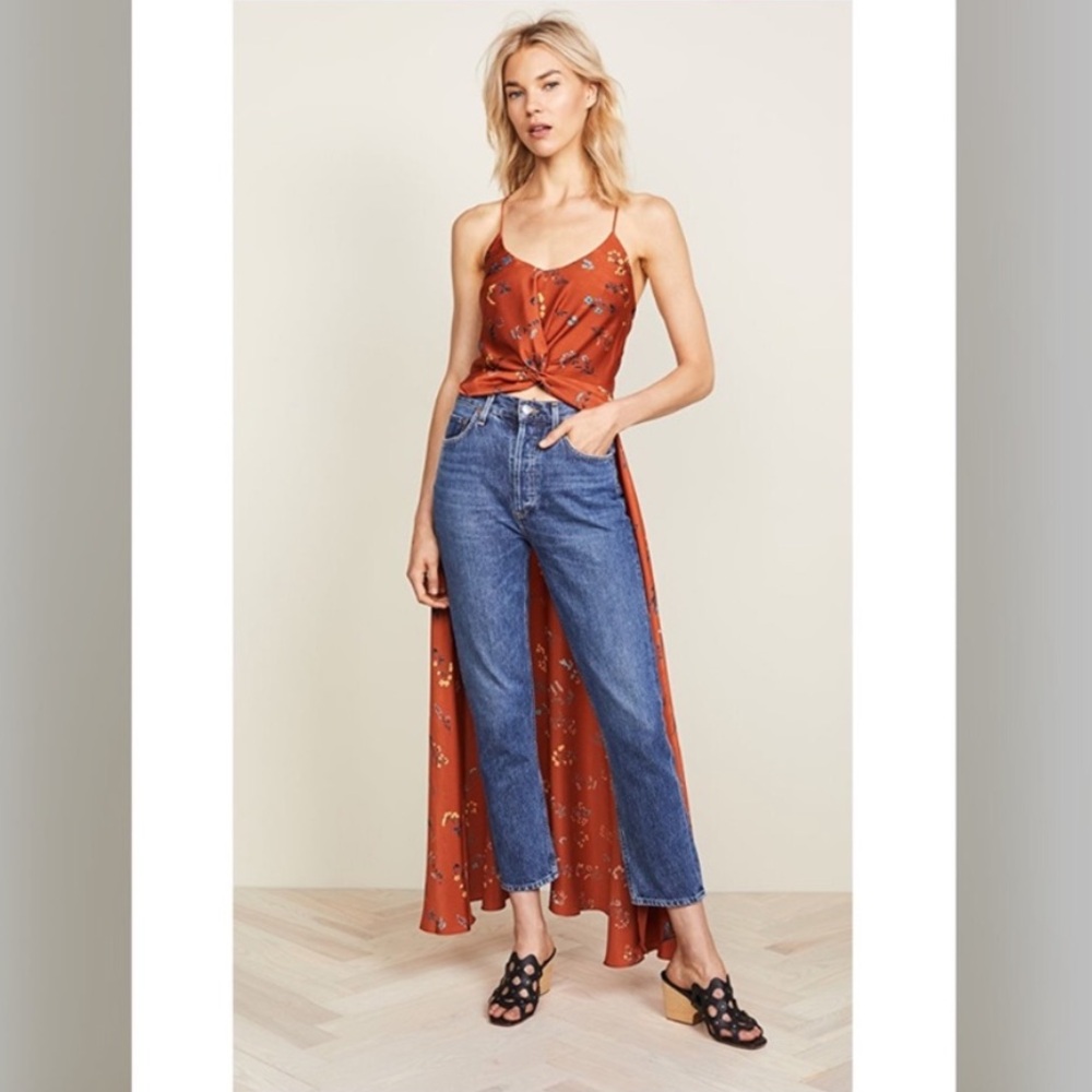 Caroline Constas Cape Tank Top in Burnt Orange Silk Size M